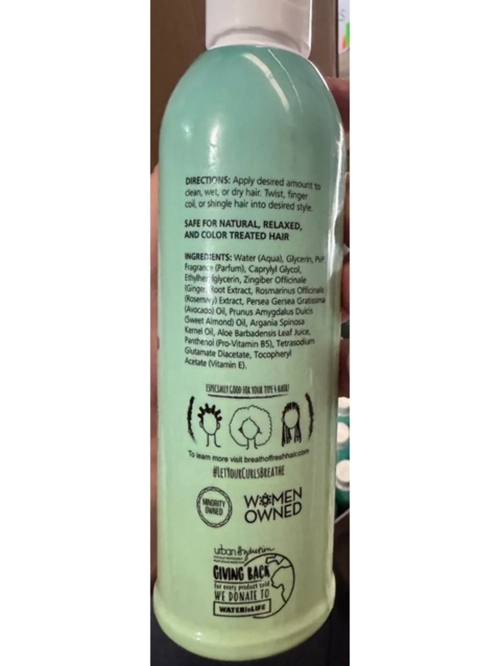 Breath of Fresh Hair Curl & Twist Styling Lotion with Argan, Almond, and Avocado